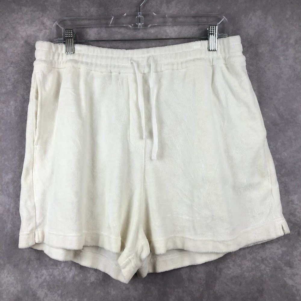 & Other Stories Shorts Womens Medium White Terry Cloth High Rise Pockets‎